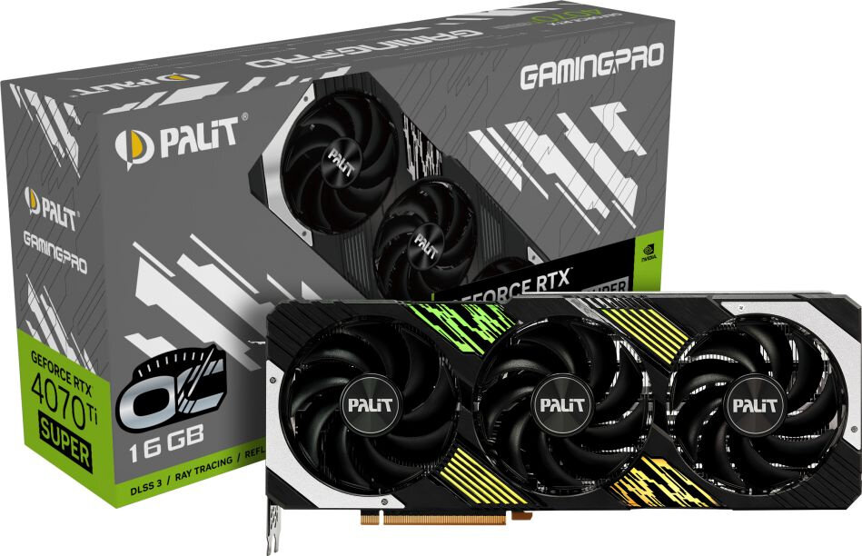 Видеокарта Palit PCI-E 4.0 RTX4070Ti SUPER GAMINGPRO OC NVIDIA GeForce RTX 4070TI Super 16Gb 256bit GDDR6X 2340/21000 HDMIx1 DPx3 HDCP Ret