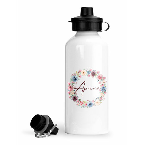 фото Спортивная бутылка венок розочки голубые арина luzimuzi