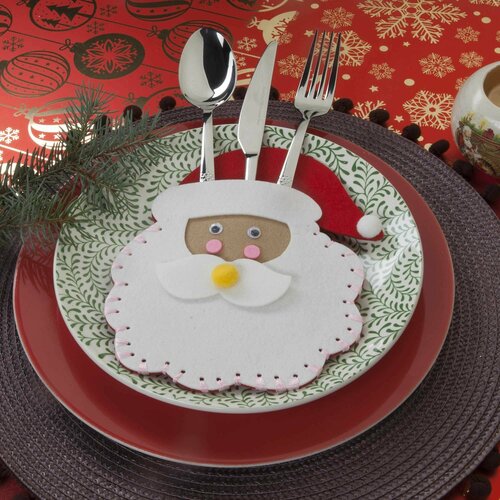 Конверт для столовых приборов Santa Санта Клаус белый