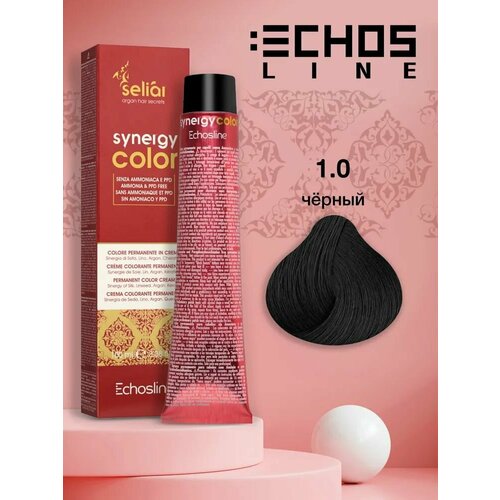 Echosline Echos SELIAR SYNERGY COLOR Безаммиачный краситель , 1.0 интенсивный черный, 100 мл echosline seliar color безаммиачная крем краска 4 0 интенсивный каштановый