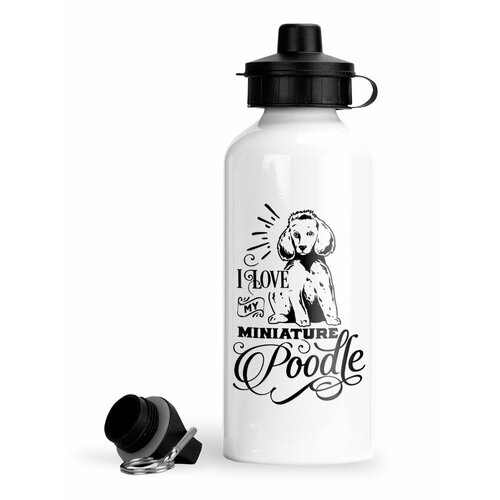 фото Спортивная бутылка для воды i love my миниатюрный пудель luzimuzi