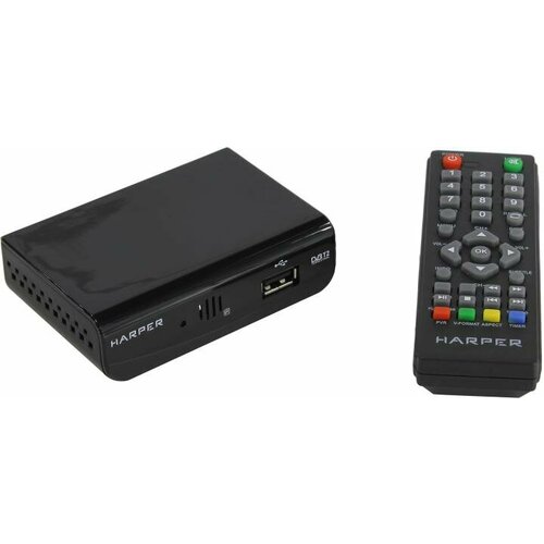 приставка для цифрового тв harper hdt2 1513 fullhd dvb t2 hdmi rca usb черная Цифровая ТВ приставка с медиаплеером HARPER HDT2-1030