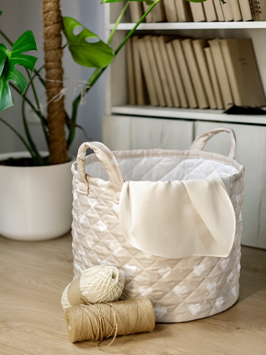 Корзина для хранения органайзер для вещей белья игрушек тканевая Hearts 40x35