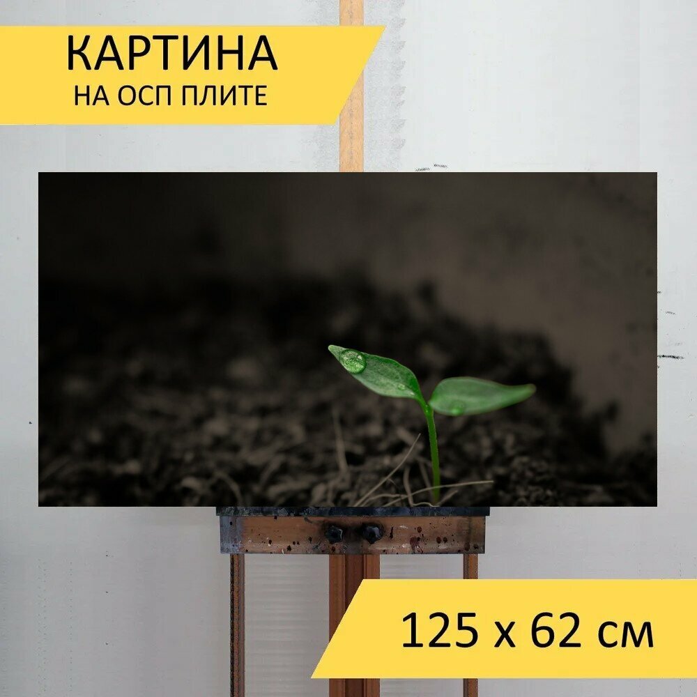 Картина на ОСП 125х62 см. "Зеленый, расти, завод" горизонтальная, для интерьера, с креплениями