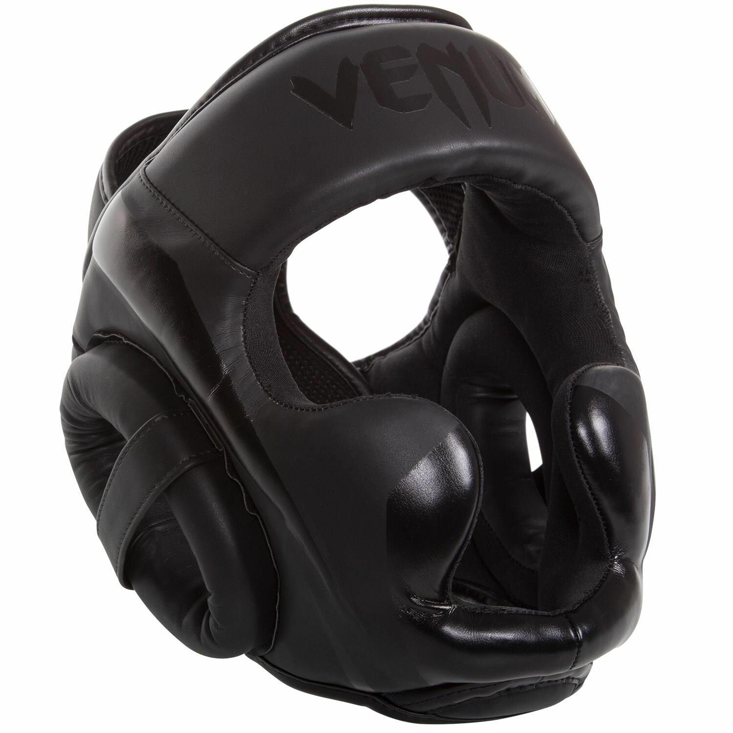 Боксерский шлем full face, фул фейс с защитой скул и подбородка шлем Venum Elite - Matte/Black