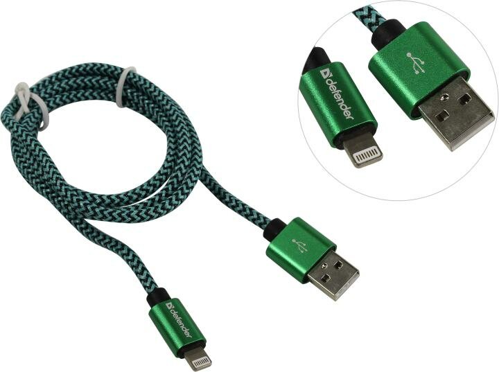 Кабель Lightning USB 2.0 1м Defender ACH01-03T PRO витой синий - фото №14