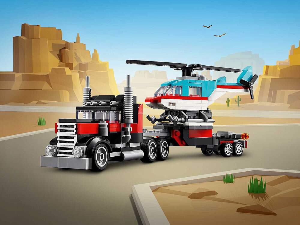 Конструктор LEGO Creator 31146 Конструктор Грузовик-платформа с вертолетом, 3в1