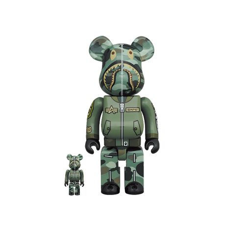 Bearbrick x Bape x Alpha Industries 100% & 400% Set