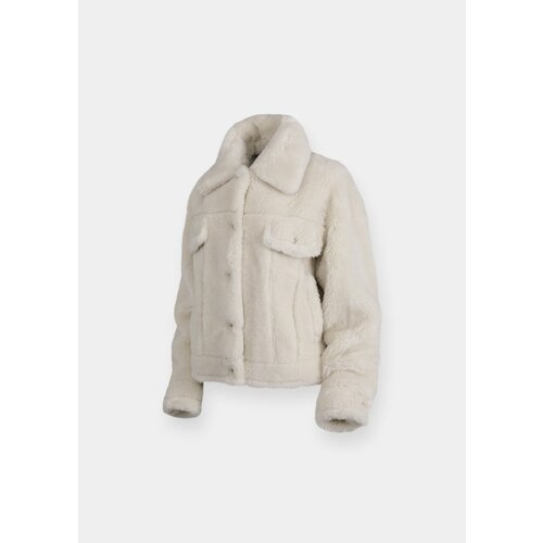 Куртка SYSTEM STUDIOS Tumble Fur, размер S, белый кожаная куртка system studios размер 36 бежевый