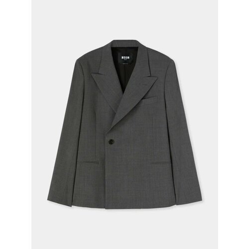 Пиджак MSGM, размер 52, серый пиджак msgm силуэт прямой размер 40 серый