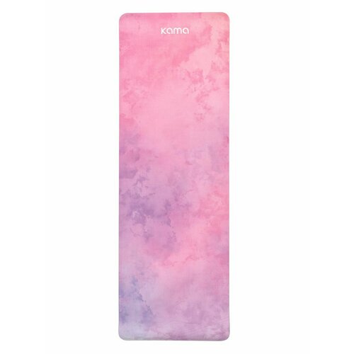 Коврик для йоги и фитнеса Kama, 6 мм, нескользящий, TPE, микрофибра, розовая платина