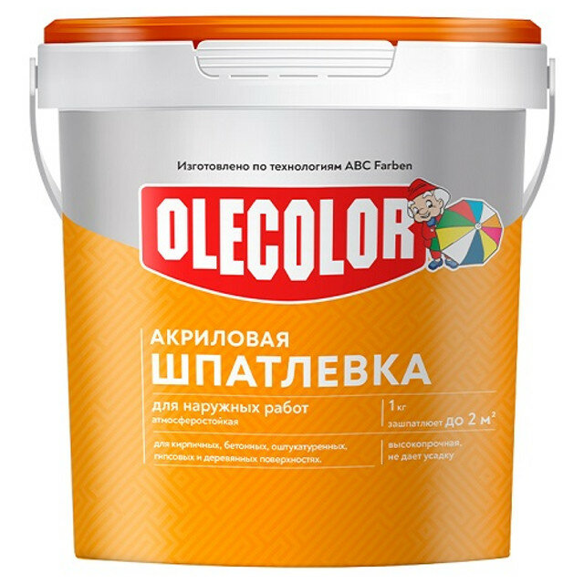 Шпатлевка для стен акриловая, для наружных работ OLECOLOR 1,6 кг