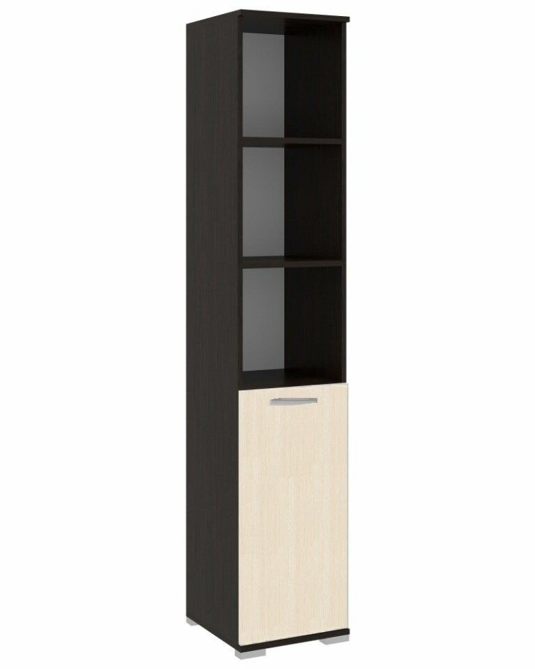 Пенал к столу компьютерному венге/дуб молочный ЛДСП С полками ящиком для дома дачи подростка офиса 350х1850х420 тэкс