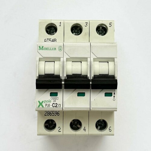 Автоматический выключатель PL6-C2/3, 2 A, 3 полюса, кривая C, Iкз 6 кA, серия Xpole, Moeller
