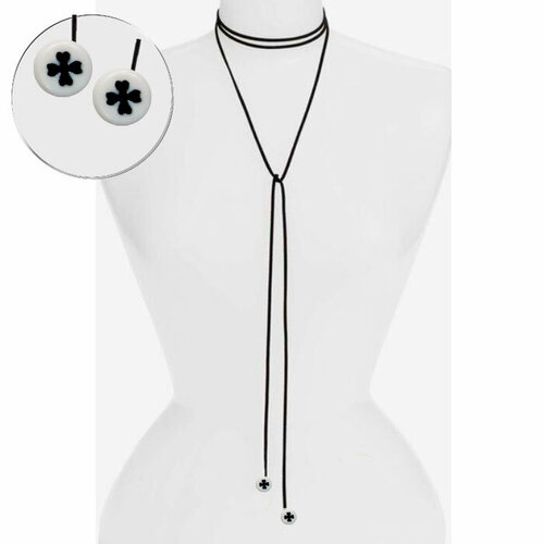 Чокер ФАРТОVЫЙ Длинный чокер на шею женский с подвесками оберегами, длина 200 см, белый, черный