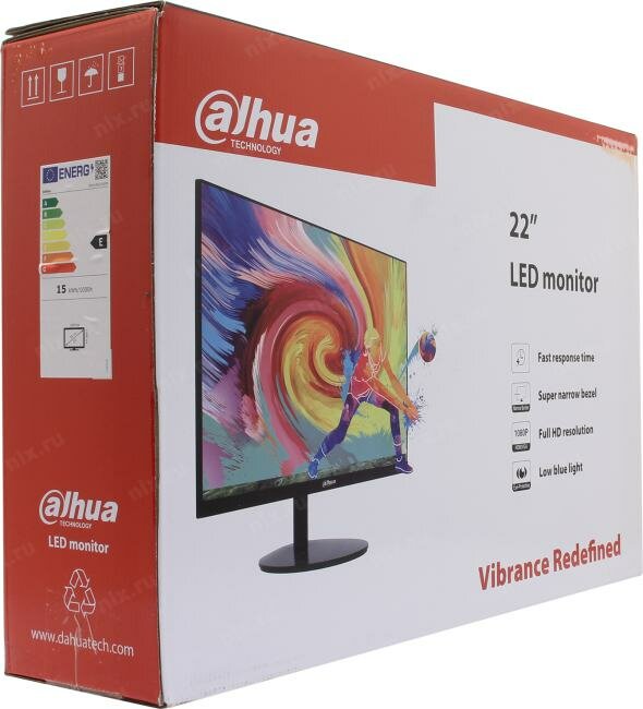 Монитор 22" Dahua VA, 1920x1080 (16:9), 75Hz, 5ms, 178°/178°, 200cd, VGA, HDMI, с ультратонкой рамкой, светодиодная подсветка, черный - фото №8