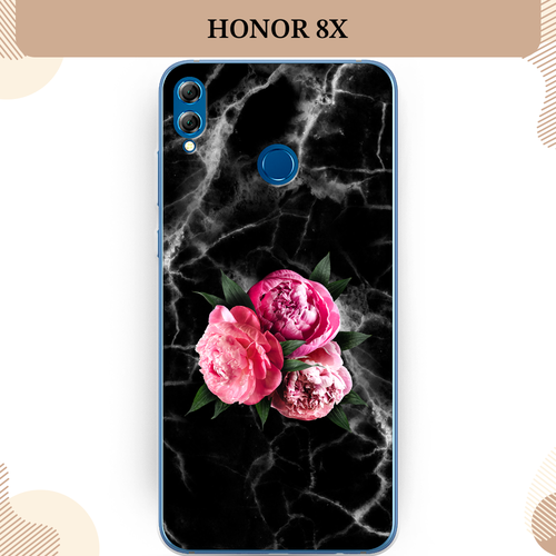 Силиконовый чехол Букет на черном мраморе на Honor 8X / Хонор 8Х силиконовый чехол на honor 8x хонор 8х белая корона на черном фоне