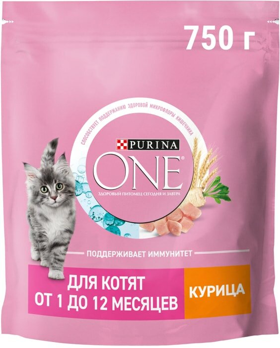 Сухой корм для котят Purina ONE для котят от 1 до 12 месяцев с курицей 750г