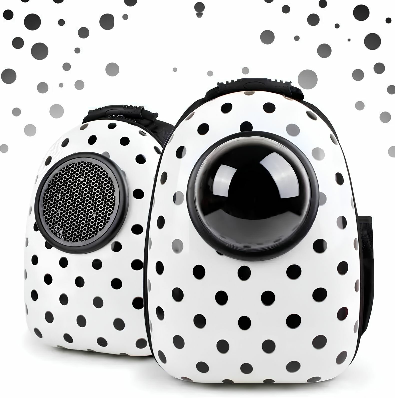 Рюкзак-переноска для мелких животных с иллюминатором Черно-белый - фотография № 1