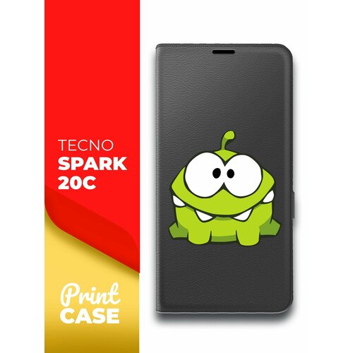 Чехол на Tecno Spark 20C (Техно Спарк 20С) черный книжка эко-кожа подставка отделением для карт и магнитами Book case, Miuko (принт) Ам-Ням чехол на tecno spark 20c техно спарк 20с синий книжка эко кожа подставка отделением для карт и магнитами book case miuko принт чвк ам ням