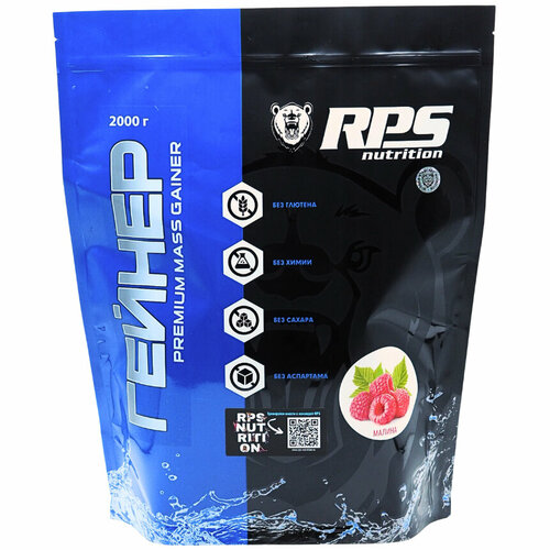 Гейнер RPS Nutrition Premium Mass Gainer - 2000 грамм, малина гейнер rps nutrition premium mass gainer 2270 г ваниль