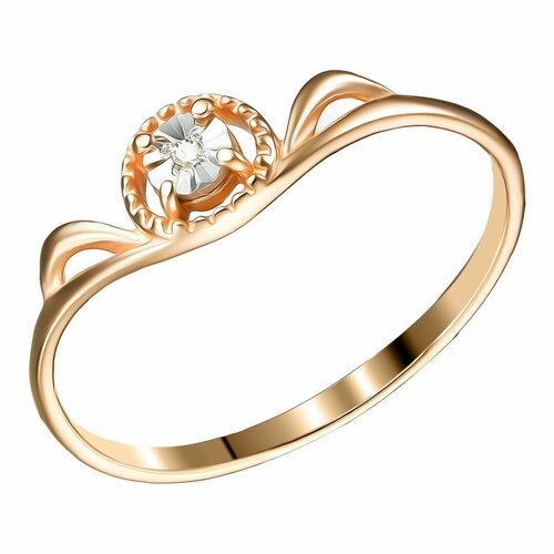Перстень UVI Ювелирочка Серебряное кольцо 925 пробы с Бриллиантом, серебро, 925 проба, родирование, золочение, бриллиант, размер 19, серебряный, бесцветный