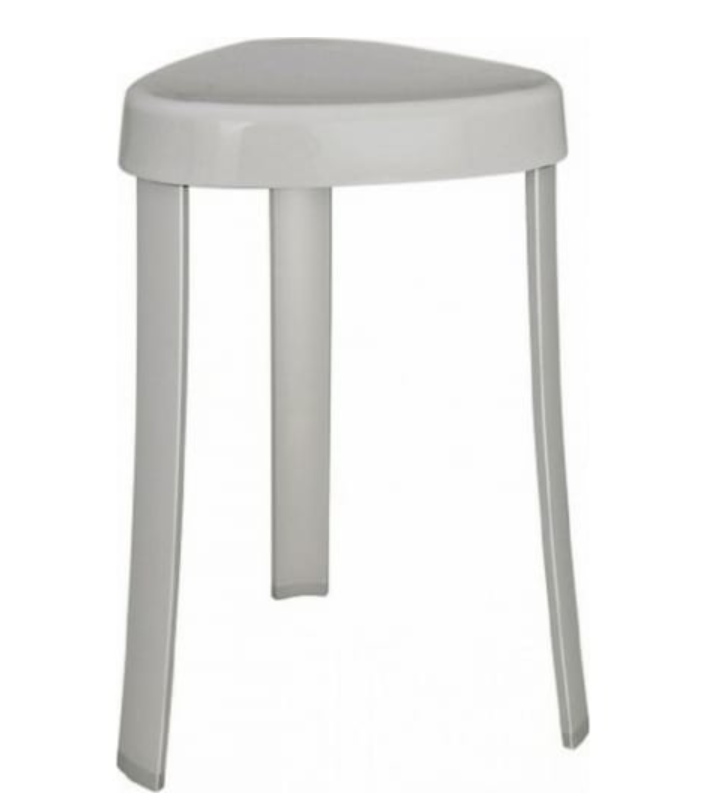 фото Стульчик для ванной Primanova M-KV17-07 на алюминиевых ножках с противоскользящими наконечниками, цвет серый, максимальная нагрузка до 120 кг, размер 25х29х45 см