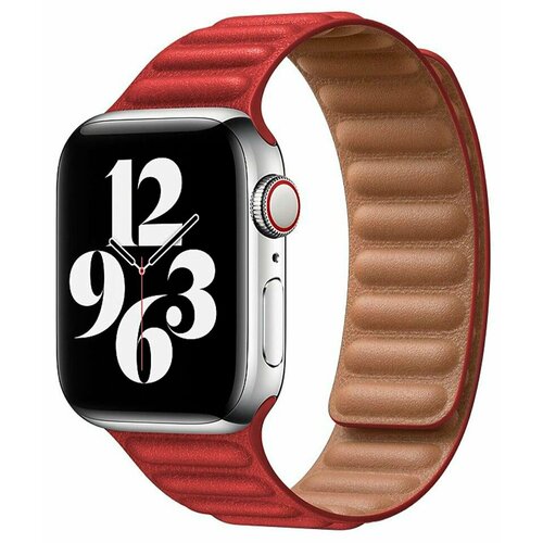 Ремешок из эко-кожи для Apple Watch 38/40/41 мм с магнитной застежкой, Red