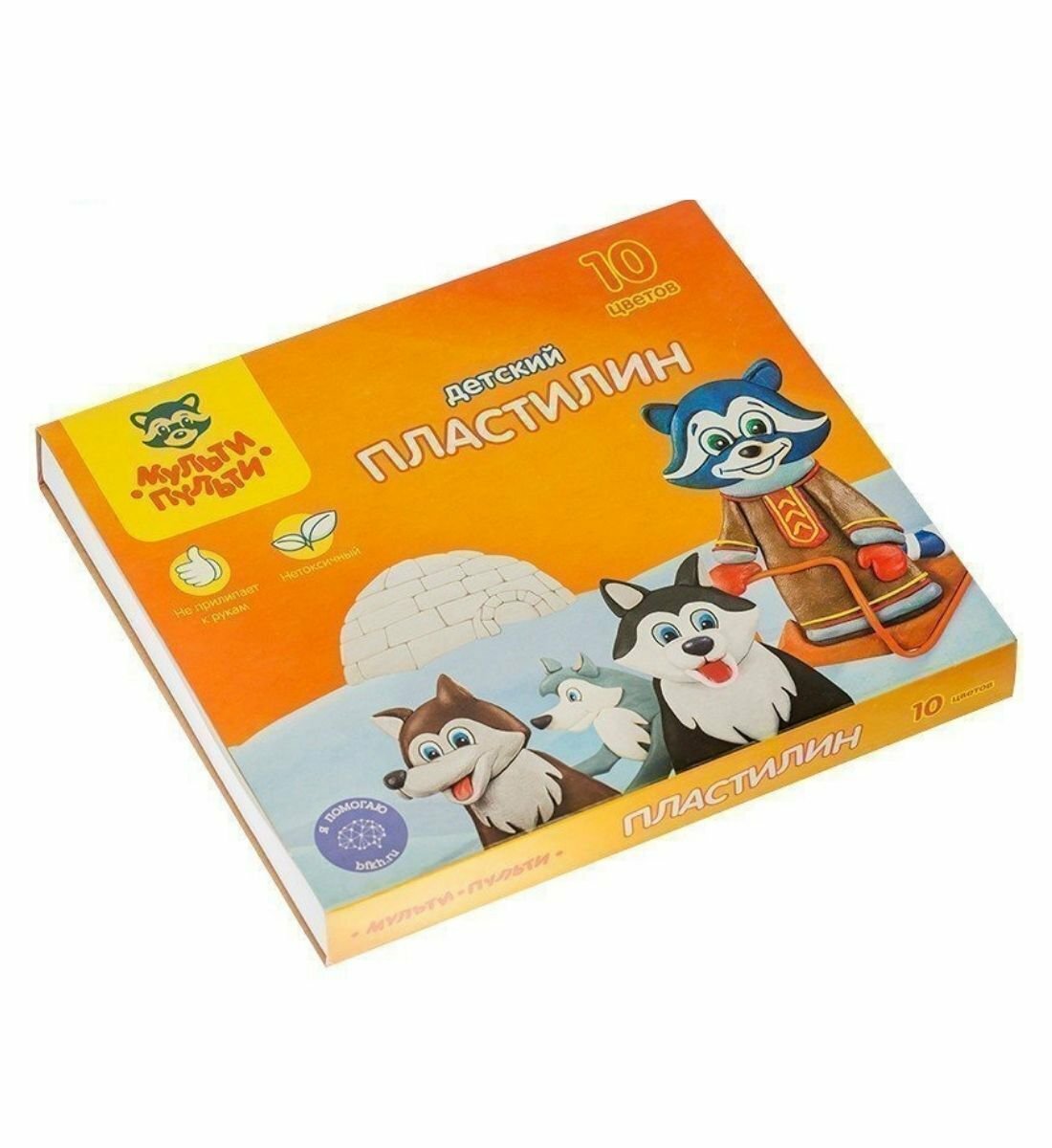 Пластилин Мульти-Пульти "Енот на Аляске", 10 цветов, 150г, со стеком, картон — фото 1