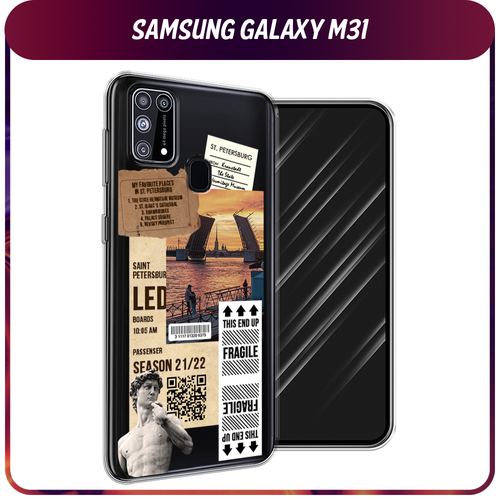 Силиконовый чехол на Samsung Galaxy M31 / Самсунг Галакси M31 Санкт-Петербург коллаж, прозрачный