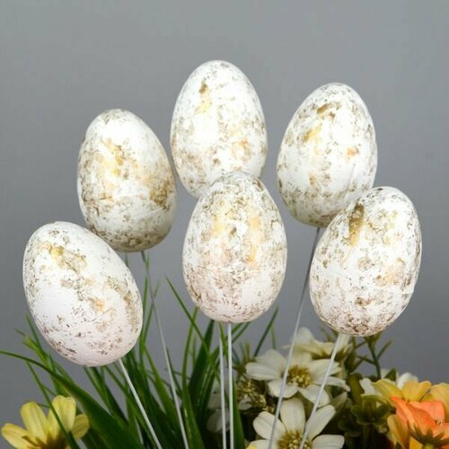 Яйцо пасхальное на проволоке 6шт пенопласт белое (1уп) пасхальное украшение для вышивки крестиком пустое яйцо