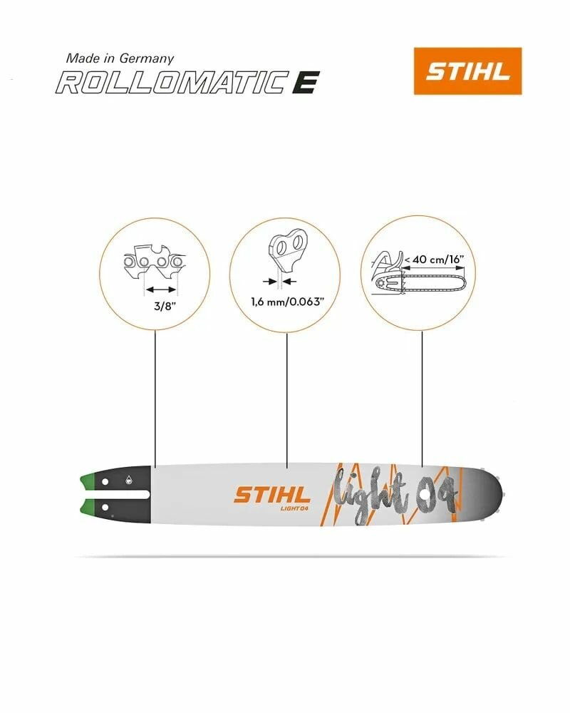 Шина STIHL Rollomatic E 3/8 16" (40см) 1,6 60зв 11z