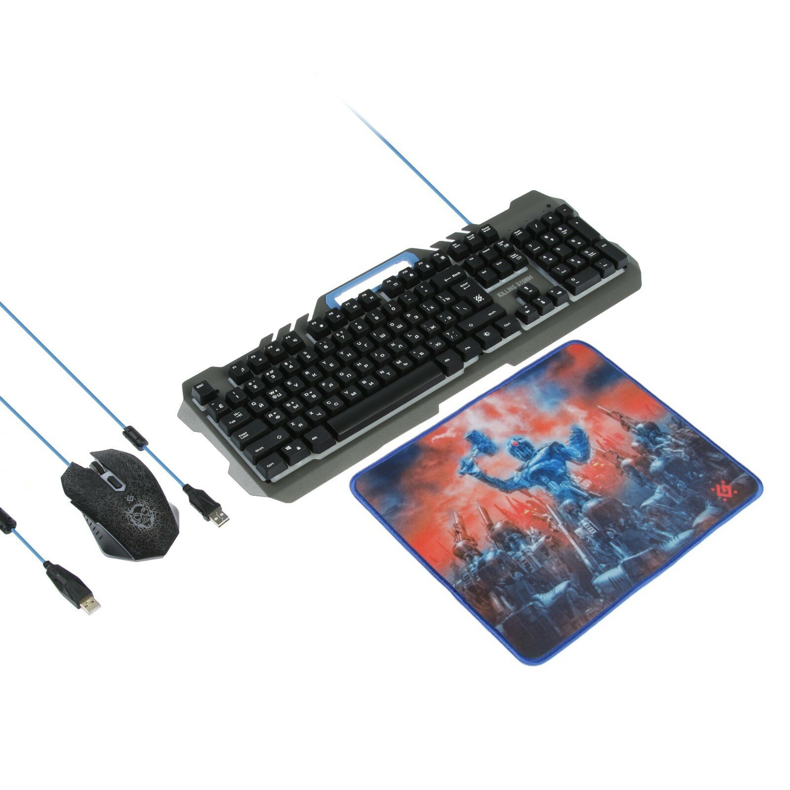 Игровой набор Killing Storm MKP-013L RU,клавиатура+мышь+коврик,проводной,мембранный