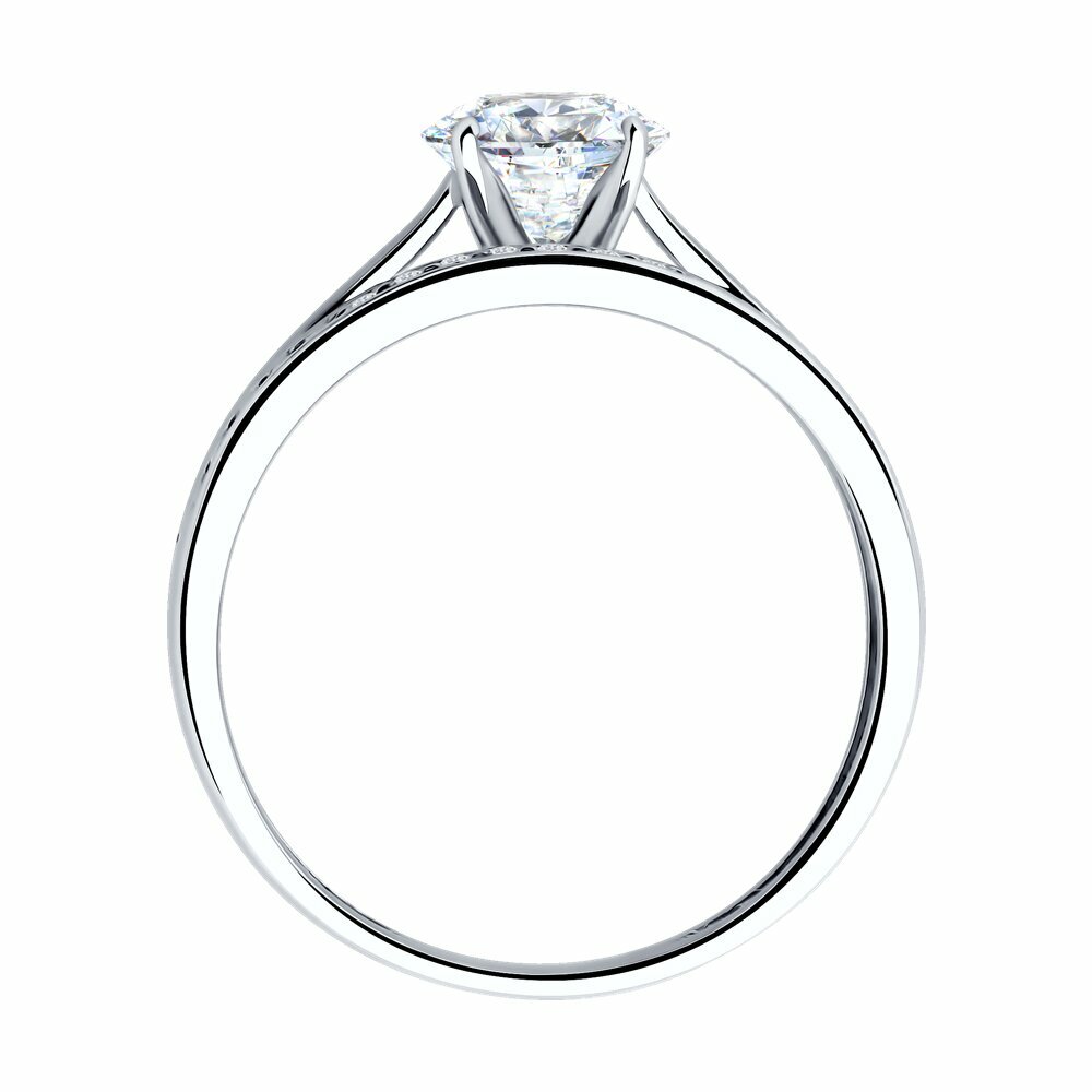 Кольцо Diamant, серебро, 925 проба, родирование, фианит, размер 17, бесцветный — фото 1