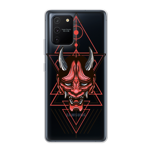 Силиконовый чехол на Samsung Galaxy S10 Lite/A91 / Самсунг S10 Lite/Самсунг A91 Hanya Oni mask, прозрачный матовый силиконовый чехол beautiful day vector на samsung galaxy a91 самсунг a91