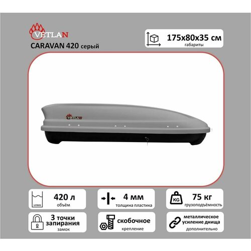 Автобокс VETLAN CARAVAN 420 серый