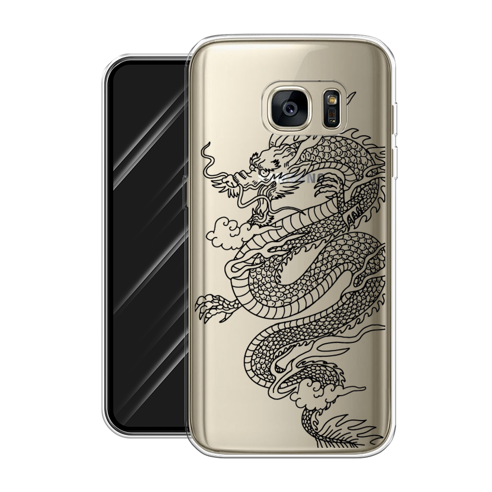 Силиконовый чехол на Samsung Galaxy S7 edge / Самсунг Галакси S7 edge "Большой китайский дракон", прозрачный