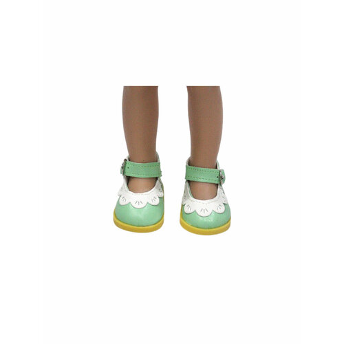 фото Обувь для кукол, туфли 5 см с кружевом для кукол paola reina 32 см, berjuan 35 см, vidal rojas 35 см и др, светло-зеленые с белым favoridolls