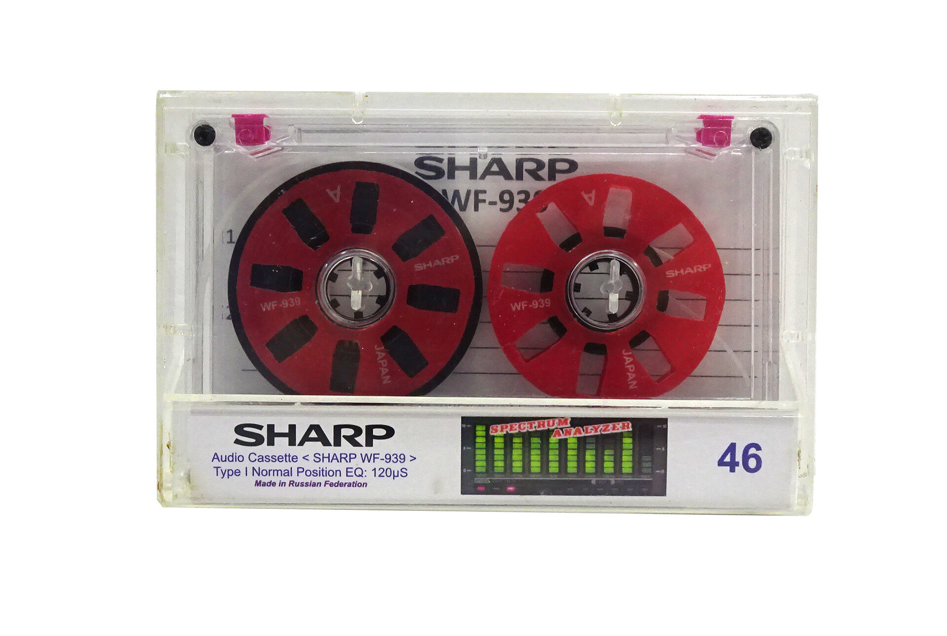 Аудиокассета "Sharp WF-939" с боббинками цвета красный металлик