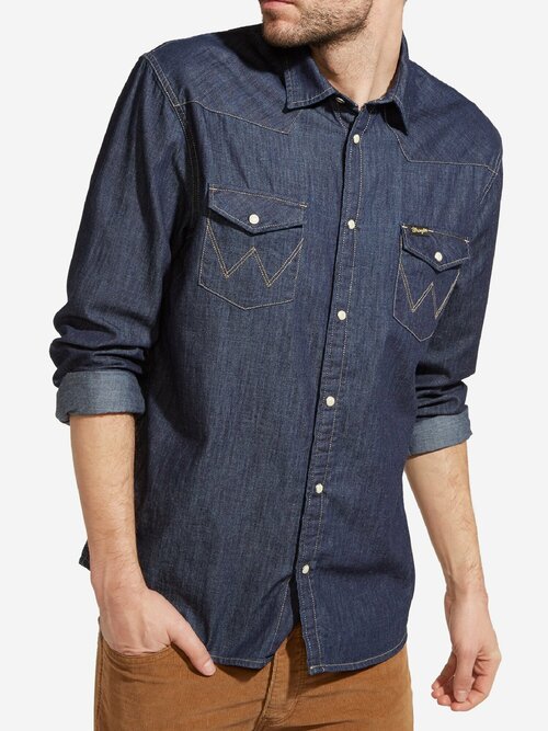 Рубашка Wrangler, размер XL, серо-синий