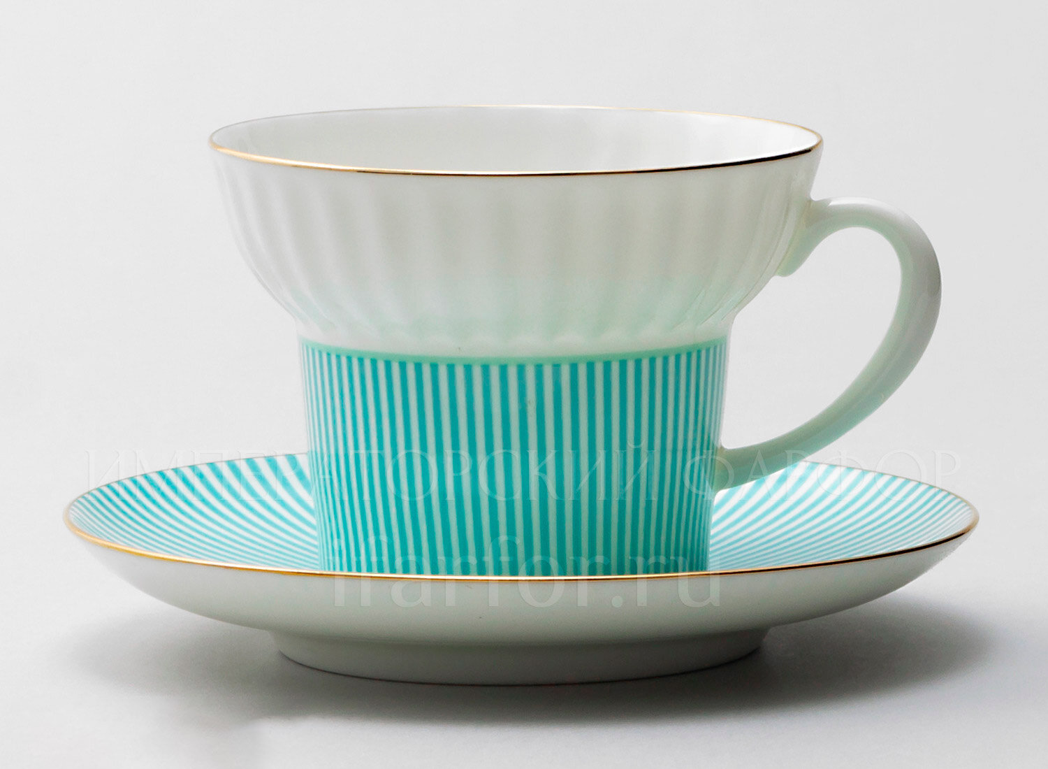 фото Чайная пара Императорский фарфоровый завод Геометрия 5, форма Волна