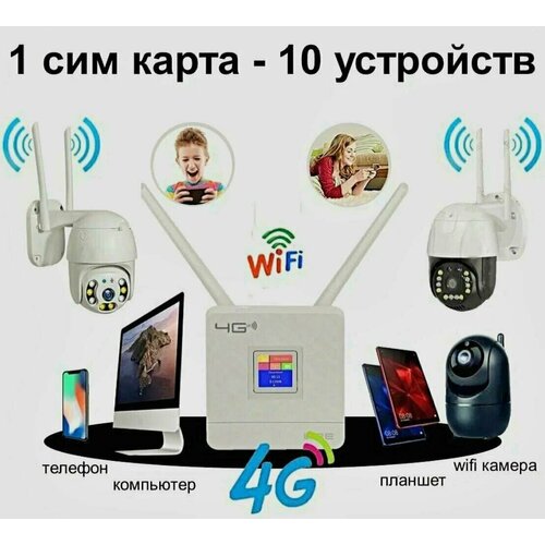 Комплект 4G роутер+ wifi камера уличная поворотная 4Мпикс + Подарок SD карта 128Gb + Подарок сим карта