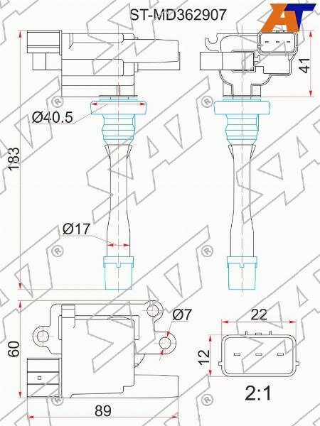 Катушка зажигания MITSUBISHI AIRTREK /OUTLADER CU2 4G6# /LANCER CS5 /6 PAJERO IO H6# /7# 4G9#