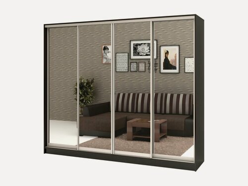 Изображение товара Шкаф-купе Стандарт-4.3 Венге цаво для одежды с зеркалом четырехдверный 250*260*60