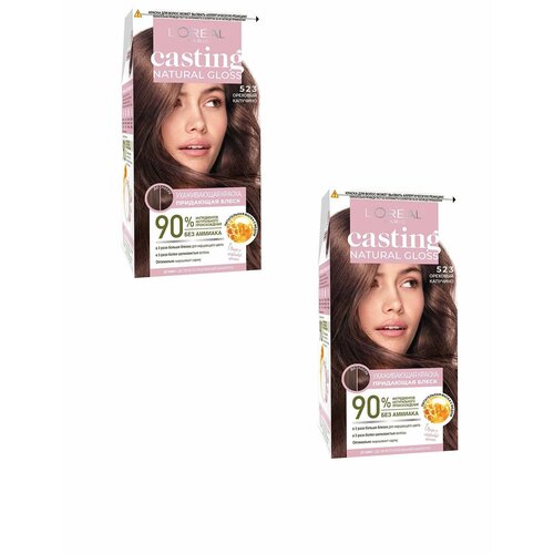 LOreal Paris Стойкая краска-уход для волос Casting Creme Gloss без аммиака 523 Ореховый капучино2 уп 2450₽