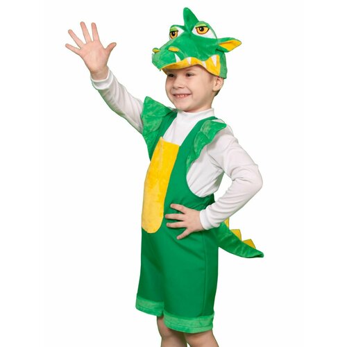 Карнавальный костюм Дракончик зелёный ткань плюш, детский, рост 92-122 костюм детский пингвинчик ткань плюш 92 122