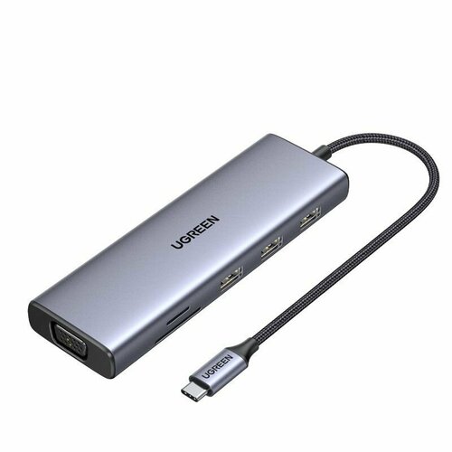 переходник usb type c hdmi gembird a cm hdmif 01 вилка розетка разрешение до 4k х 2k 30 гц длина 0 15 метра Адаптер многофункциональный UGREEN CM498 (15600) PD100W USB-Type Multifunction Adapter. Цвет: серый космос