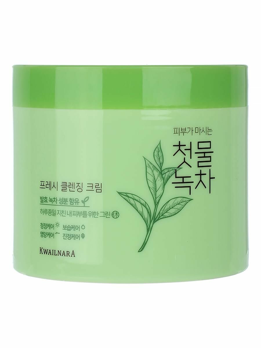 WELCOS Kwailnara Крем с экстрактом зеленого чая для очищения лица Green Tea Fresh Cleansing Cream, 300г