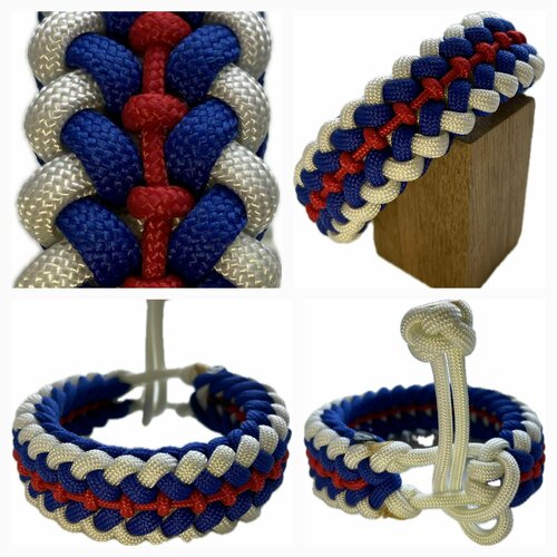 фото Славянский оберег, плетеный браслет "слава", 1 шт., размер 8 см, размер one size, диаметр 7.5 см, белый, синий sunny street