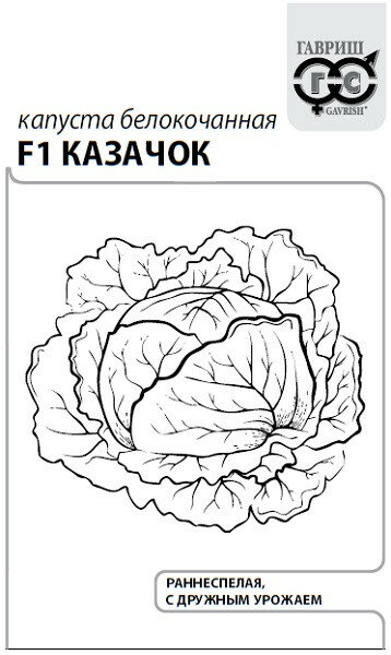 Семена Капуста белокочанная Казачок F1 01г Гавриш Белые пакеты 20 пакетиков